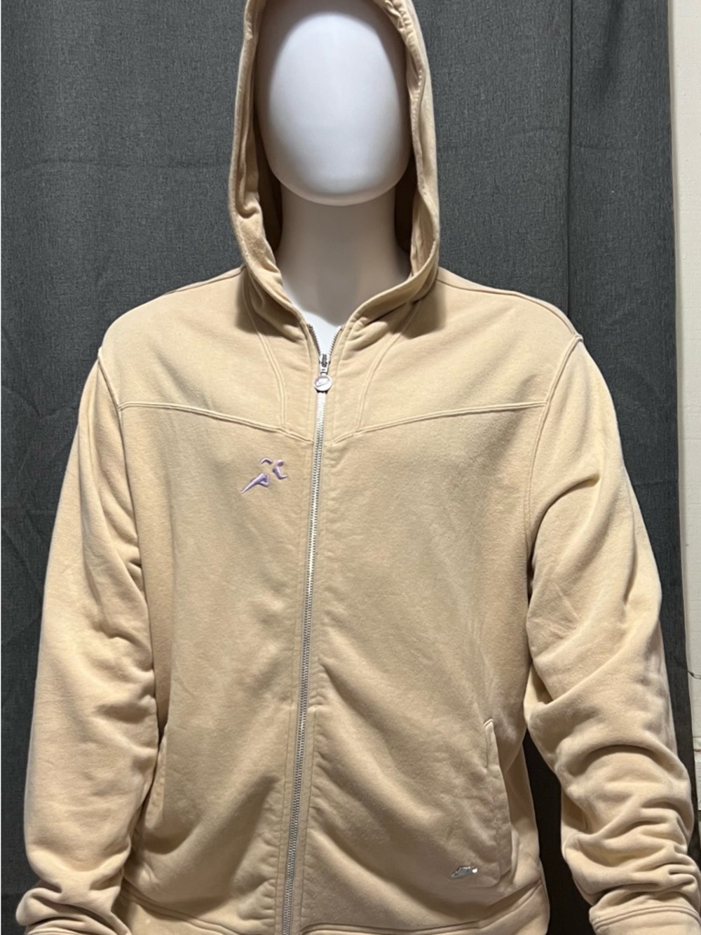 Vintage Y2K Nike Hoodie, Running Man Graphic Print with Purple Swoosh